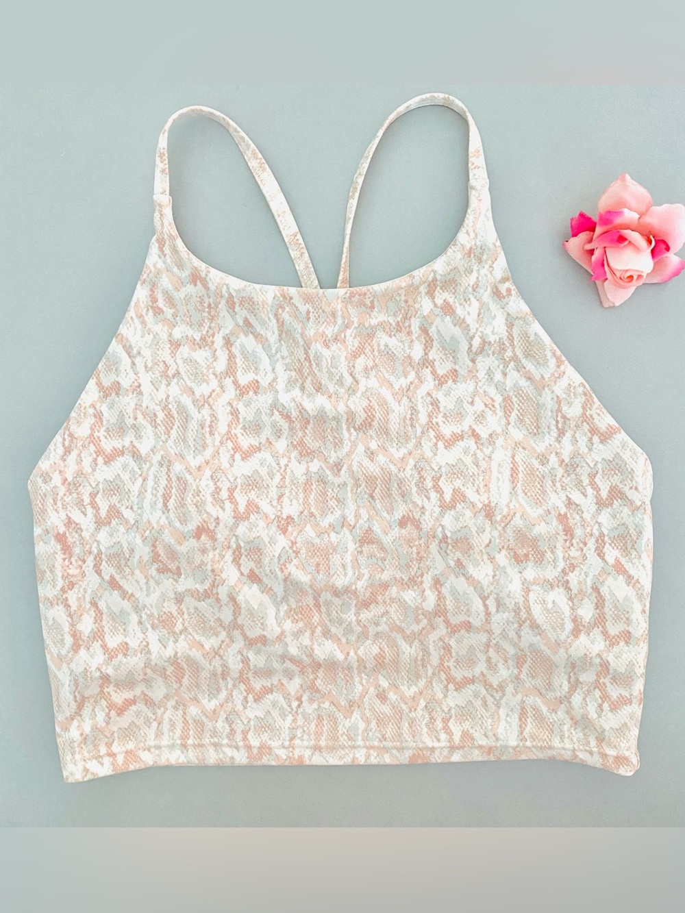 💕Pretty Racerback Print Sports Crop Top SZ L